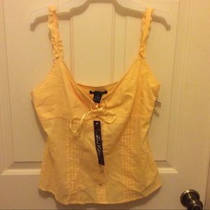 New Tres Chic yellow side zip fitted camisole